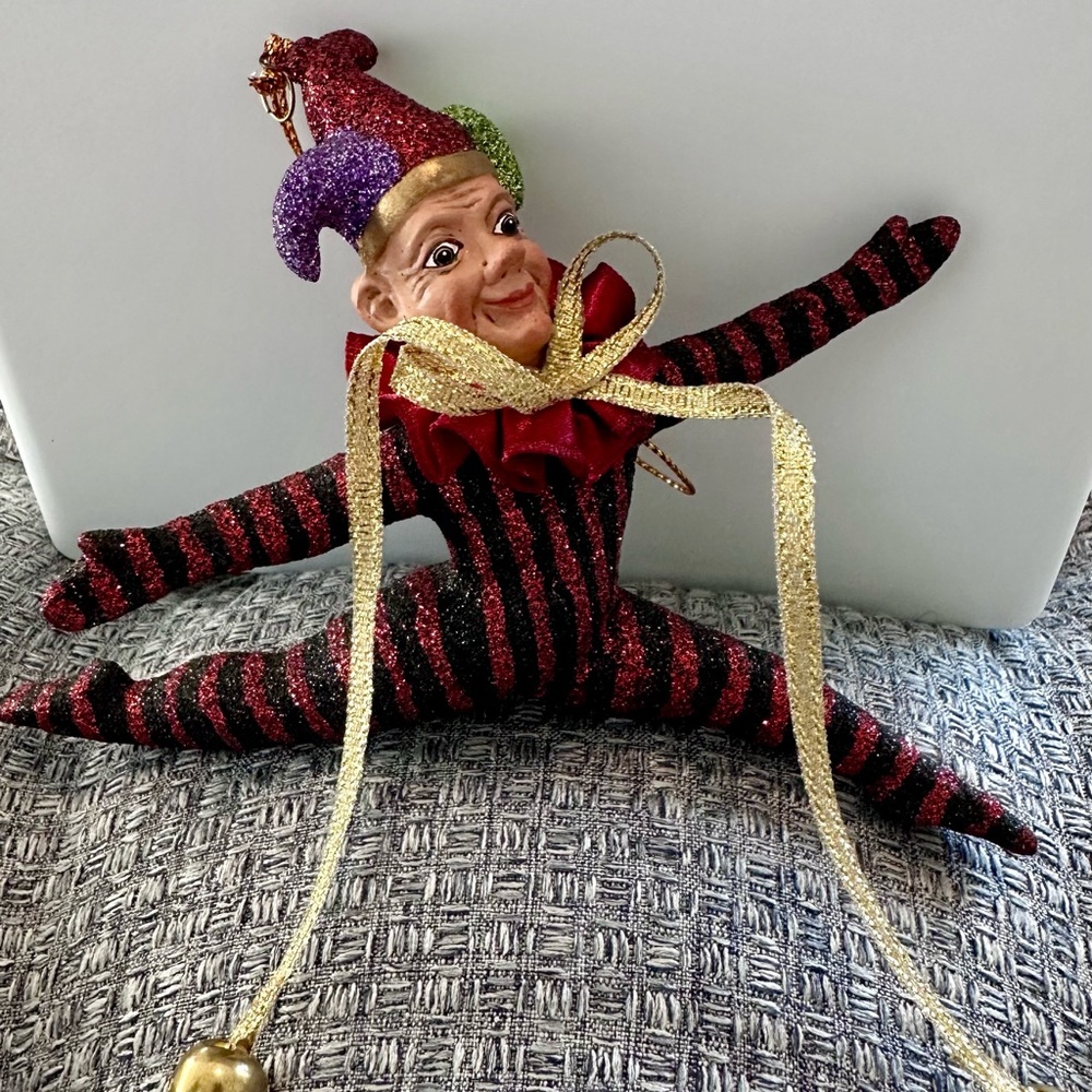 Katherine's Collection Jester Ornament in Red, Black, and Gold